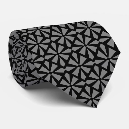 Art Deco Pattern II - Grijs op Zwart Stropdas (Opgerold)