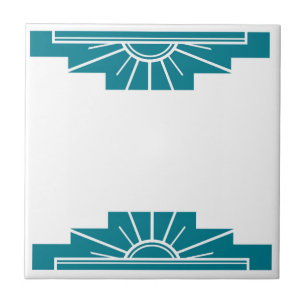 Art Deco Pattern in Blauwgroen Tegeltje