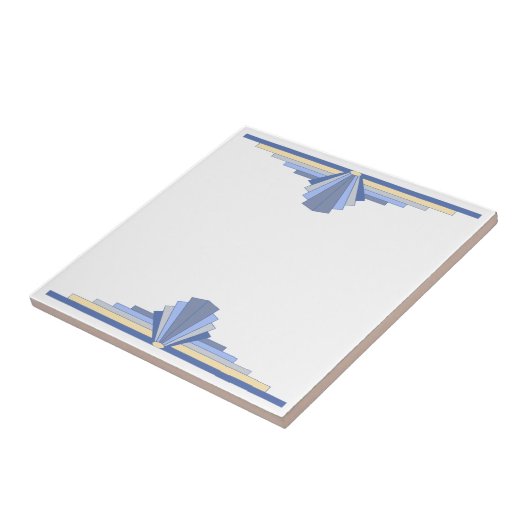 Art Deco Pattern in Blue Tegeltje (Zijkant)