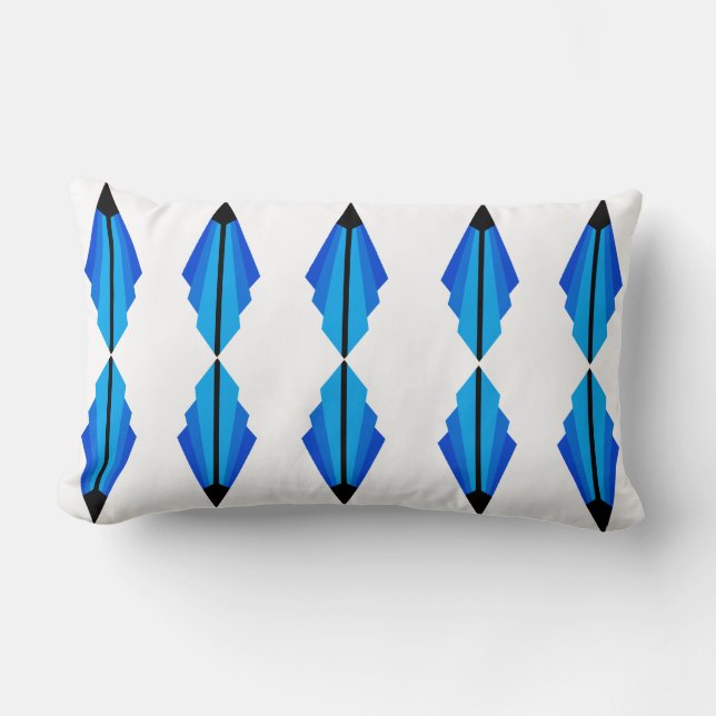 Art Deco Pattern in Blues en Black Kussen (Voorkant)