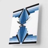 Art Deco Pattern in Blues en Black Vierkante Klok (Hoek)