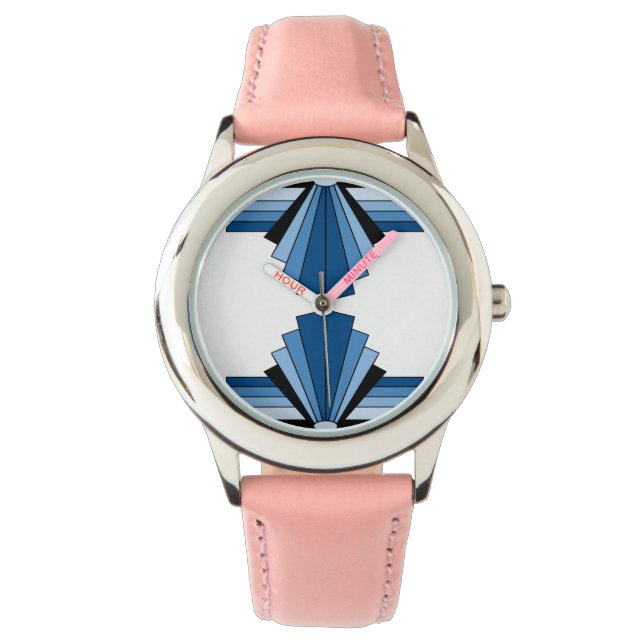 Art Deco Pattern in Blues Horloge (Voorkant)