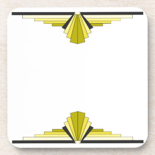 Art Deco Pattern in Geel & Zwart Bier Onderzetter