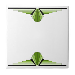 Art Deco Pattern in Green Tegeltje