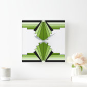 Art Deco Pattern in Groenen en zwart Vierkante Klok (Huis)