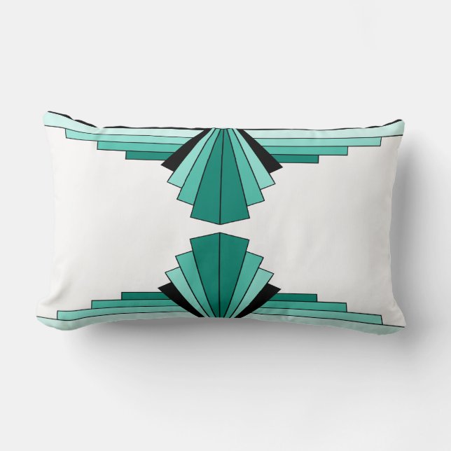 Art Deco Pattern in Groenen Kussen (Voorkant)