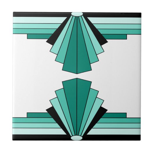 Art Deco Pattern in Groenen Tegeltje (Voorkant)