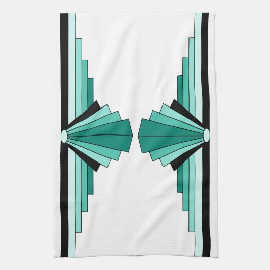 Art Deco Pattern in Groenen Theedoek (Verticaal)