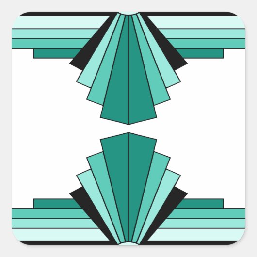Art Deco Pattern in Groenen Vierkante Sticker (Voorkant)