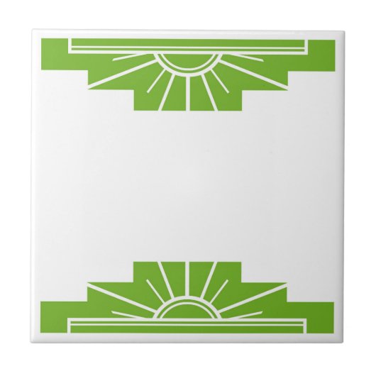 Art Deco Pattern in Lime Green Tegeltje (Voorkant)