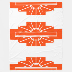 Art Deco Pattern in Oranje Fleece Deken