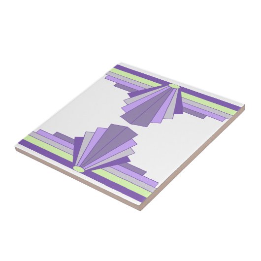 Art Deco Pattern in Paars & Groen Tegeltje (Zijkant)