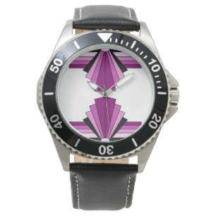 Art Deco Pattern in Pinks Horloge