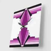 Art Deco Pattern in Pinks Square Wall Clock Vierkante Klok (Hoek)