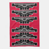 Art Deco Pattern in Red Tea Towel Theedoek (Verticaal)