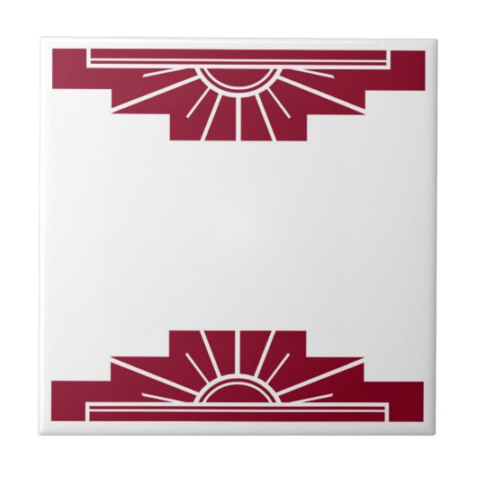 Art Deco Pattern in Red Tegeltje (Voorkant)