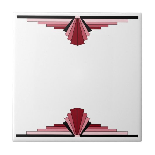 Art Deco Pattern in Red Tegeltje (Voorkant)