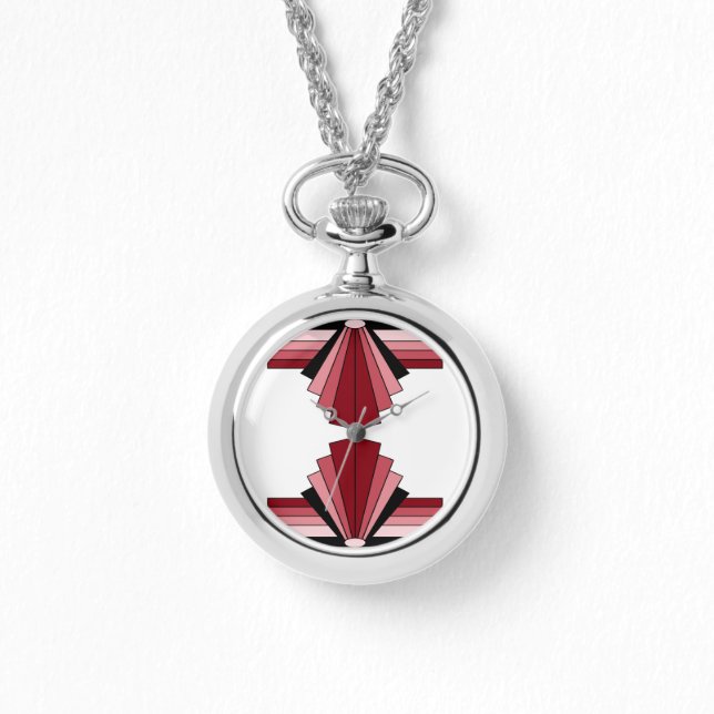 Art Deco Pattern in Reds Horloge (Voorkant)