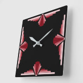 Art Deco Pattern in reds Vierkante Klok (Hoek)