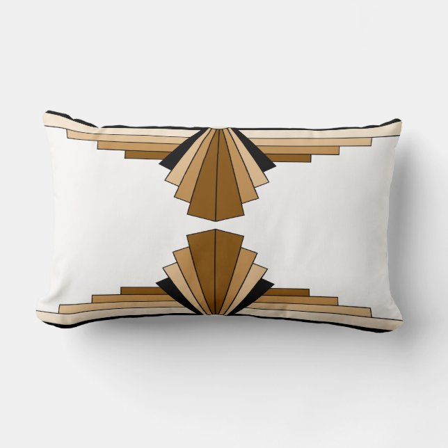 Art Deco Pattern in Tans, Browns en Black Lumbar Kussen (Voorkant)