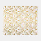 Art Deco Pattern Naadloze witte en gouden ruggengr Fleece Deken (Voorkant (Horizontaal))