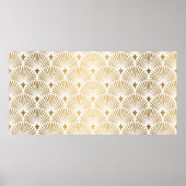 Art Deco Pattern Naadloze witte en gouden ruggengr Poster (Voorkant)