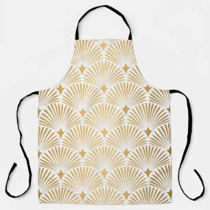 Art Deco Pattern Naadloze witte en gouden ruggengr Schort
