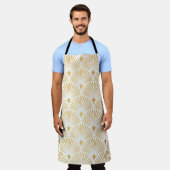 Art Deco Pattern Naadloze witte en gouden ruggengr Schort (Gedragen)