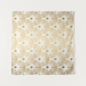 Art Deco Pattern Naadloze witte en gouden ruggengr Wandkleed (Voorkant (horizontaal))