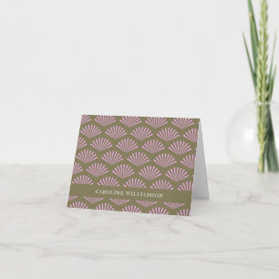 Art Deco Pattern Olive and Lavender Personalized Notitiekaartje
