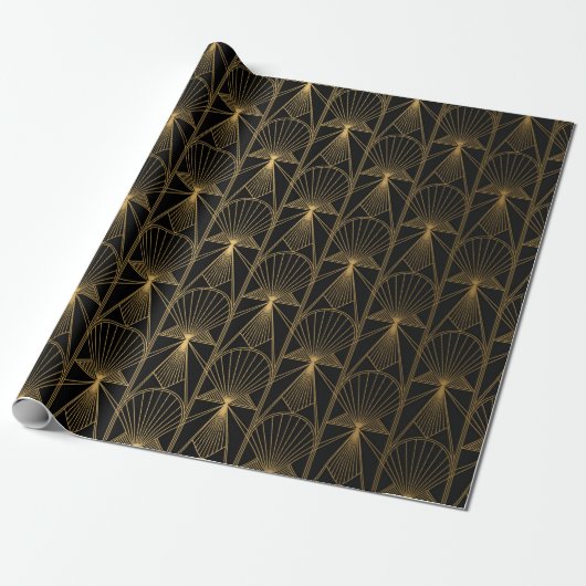 Art Deco Pattern. Seamless black and gold backgrou Cadeaupapier (Uitgerold)