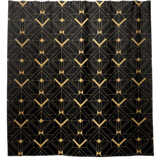Art Deco Pattern. Seamless black and gold backgrou Douchegordijn (Voorkant)