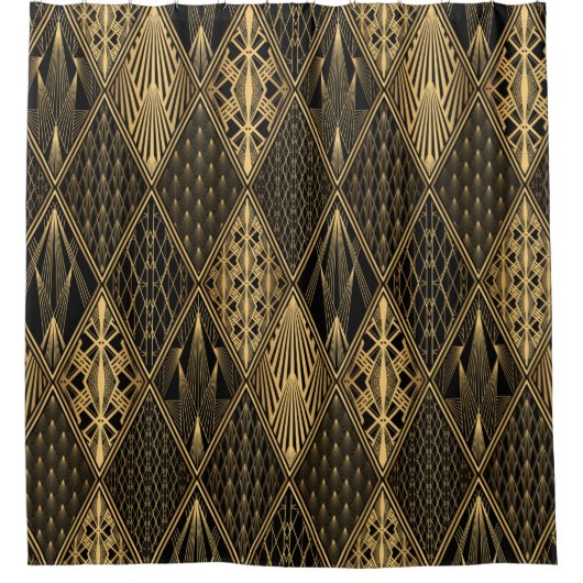 Art Deco Pattern. Seamless black and gold backgrou Douchegordijn (Voorkant)