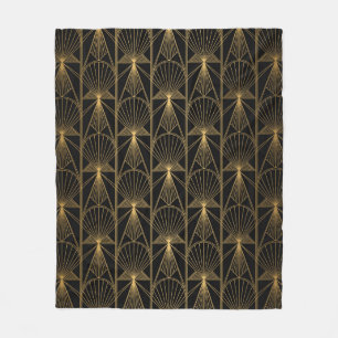 Art Deco Pattern. Seamless black and gold backgrou Fleece Deken