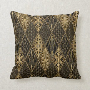 Art Deco Pattern. Seamless black and gold backgrou Kussen