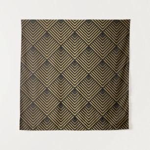 Art Deco Pattern. Seamless black and gold backgrou Wandkleed