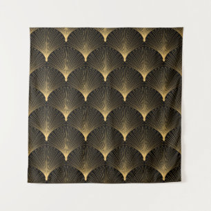 Art Deco Pattern. Seamless black and gold backgrou Wandkleed
