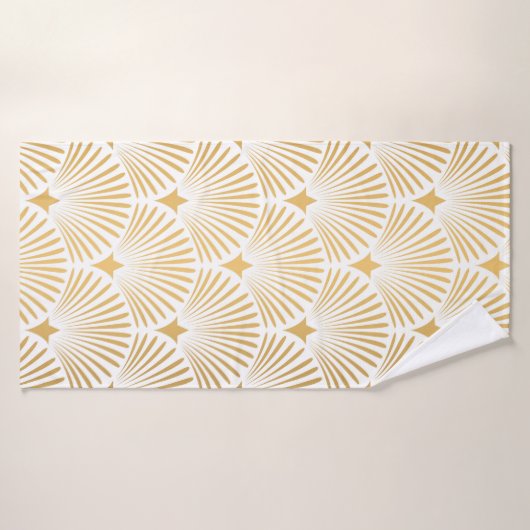 Art Deco Pattern. Seamless white and gold backgrou (Serviette de bain)