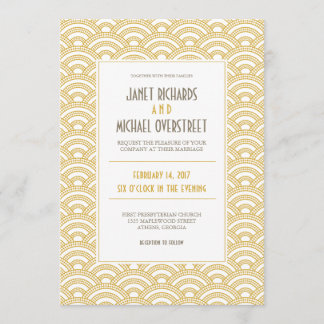 Art Deco Pattern Wedding Invitation Kaart