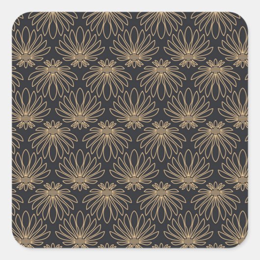 Art Deco pattern with gold floral motifs  Vierkante Sticker (Voorkant)