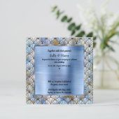 ART DECO PATTERNED BLUE WEDDING INVITATION KAART (Staand voorkant)