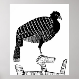 Art Deco Pauwie Bird Animal Illustration Poster