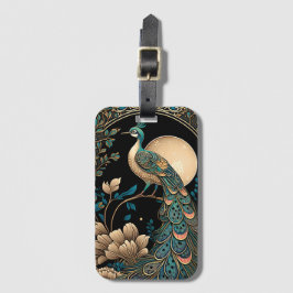 Art Deco Peacock Bagagelabel