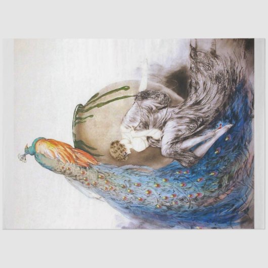 Art Deco Peacock- en Muse-ontkoppelpapier Tissuepapier (Voorkant)