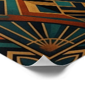 Art Deco Peacock Feather Dancer Gold Teal Poster (Coin)