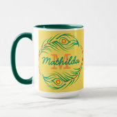 Art Deco Peacock Feather Monogram Stencil Mok (Links)