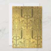 Art Déco Peacock Gold & Black Faire-part de mariag (Dos)