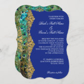 Art Deco Peacock Gold Glitter Old Hollywood Gatsby Kaart (Voorkant / Achterkant)