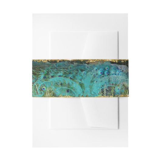 Art Deco Peacock Gold Glitter Old Hollywood Uitnodigingen Wikkel (Voorkant Voorbeeld)