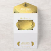 Art Déco Peacock Gold & White Wedding Invitations (Dehors)